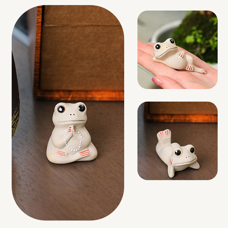 Nimara Ritual Mini Small Praying Frog Ceramic Wealth Prosperity Home Tea Pet Figurine Decoration