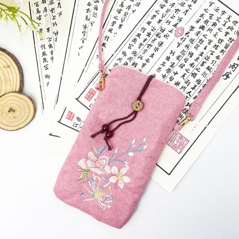 Nimara Ritual Small Embroidered Flowers Crossbody Bag Shoulder Bag Cellphone Bag 11*20cm