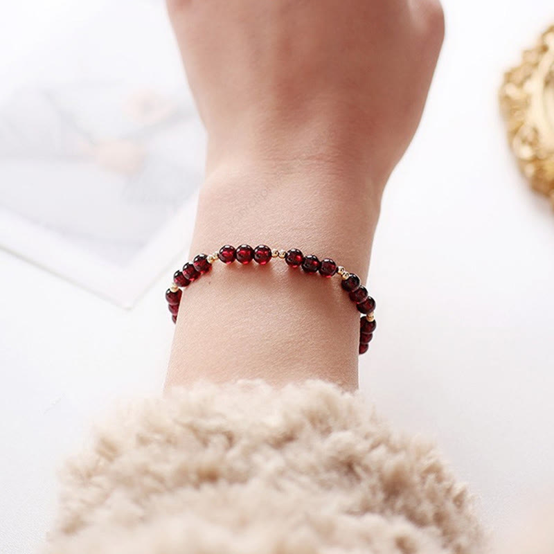 Nimara Ritual 14K Gold Plated Alloy Natural Garnet Calm Bracelet