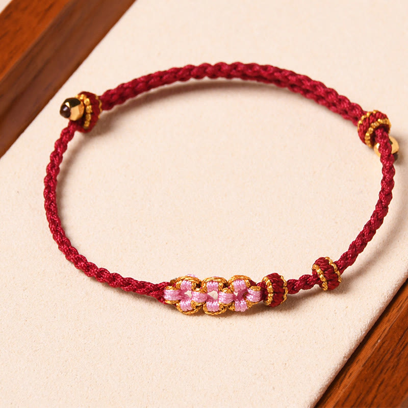 Nimara Ritual Handmade Peach Blossom Protection Braided Rope Bracelet