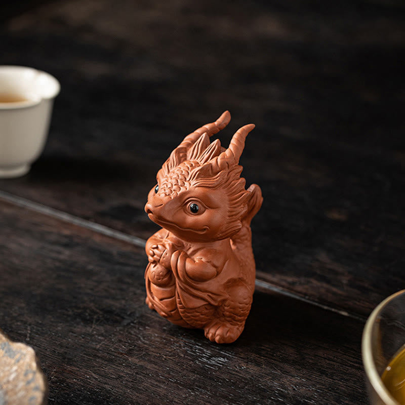 Nimara Ritual Luck Dragon Wealth Tea Pet Purple Clay Figurine Decoration