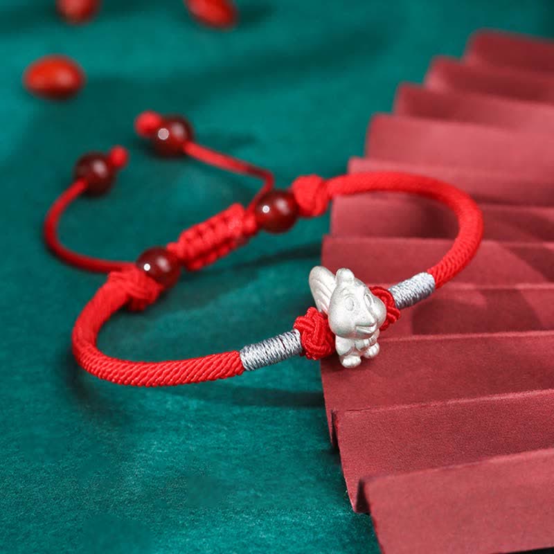 Nimara Ritual 999 Sterling Silver Chinese Zodiac Luck Strength Red String Bracelet