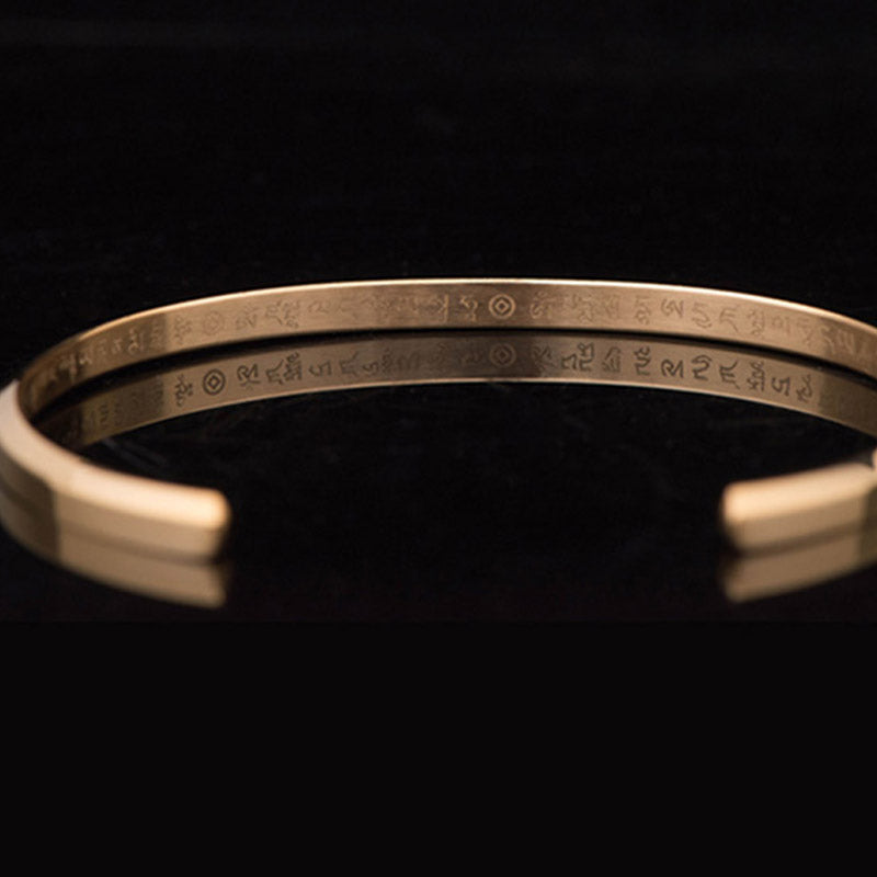Nimara Ritual Six True Words Engraving Titanium Steel Blessing Protection Bracelet