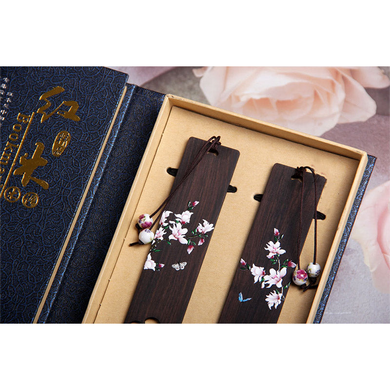 Nimara Ritual Butterfly Flower Ebony Wood Bookmarks With Gift Box