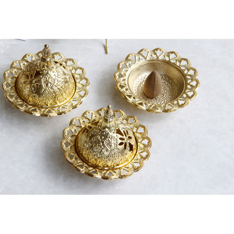 Nimara Ritual Tibetan Gold Mini Meditation Incense Burner