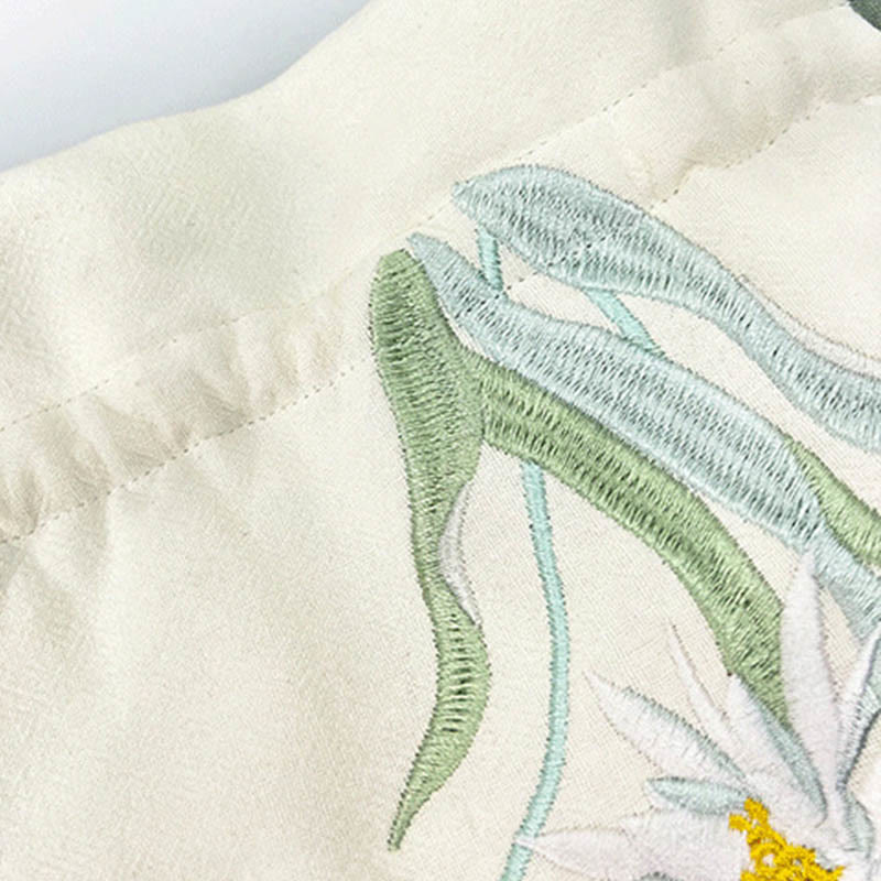 Nimara Ritual Embroidered Butterfly Lotus Magnolia Cotton Linen Tote Crossbody Bag Shoulder Bag Handbag