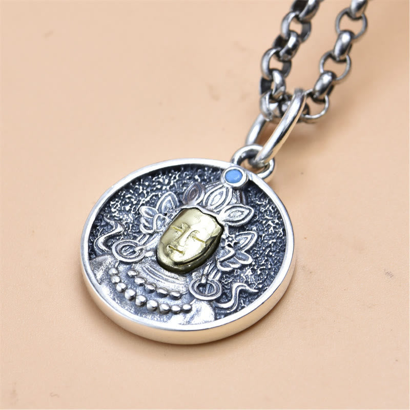 Nimara Ritual 925 Sterling Silver Green Tara Double Dorje Vajra Protection Necklace Pendant