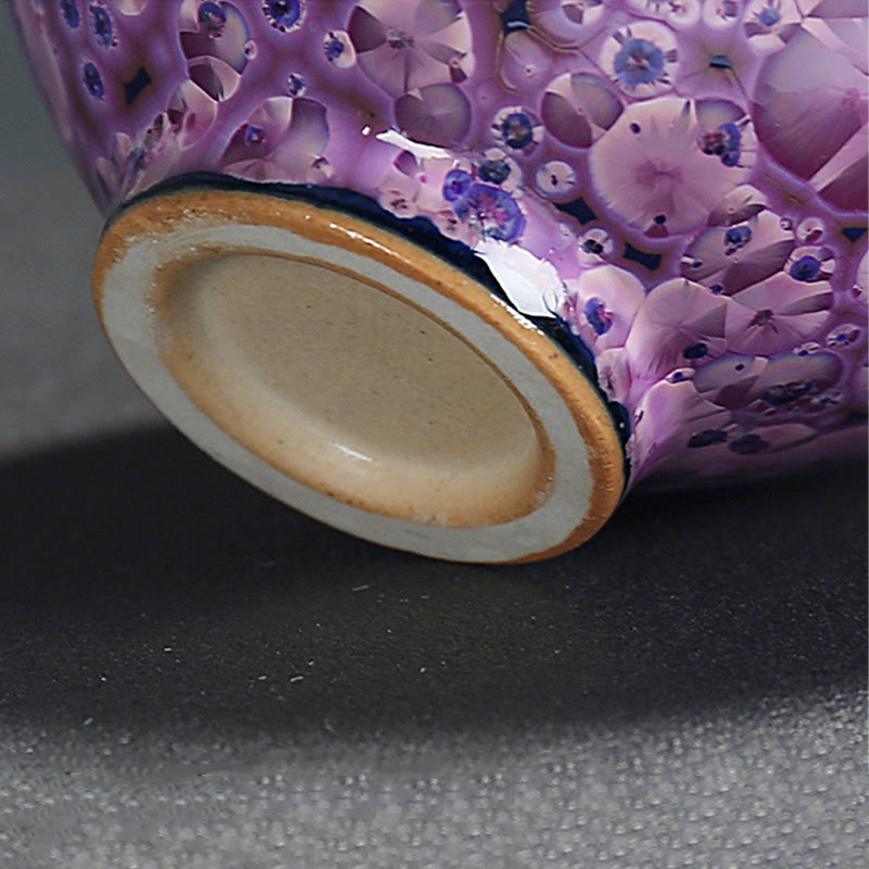Nimara Ritual Colorful Iris Flowers Chinese Jianzhan Kiln Change Porcelain Teacup Tenmoku Kung Fu Tea Cup