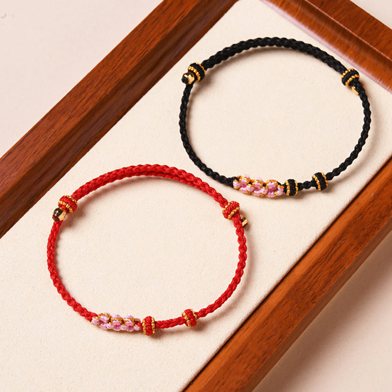 Nimara Ritual Handmade Peach Blossom Protection Braided Rope Bracelet
