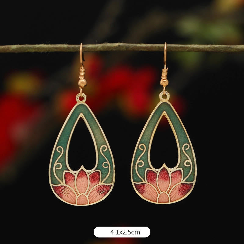 Nimara Ritual Lotus Butterfly Flower Alloy Copper Enlightenment Drop Earrings