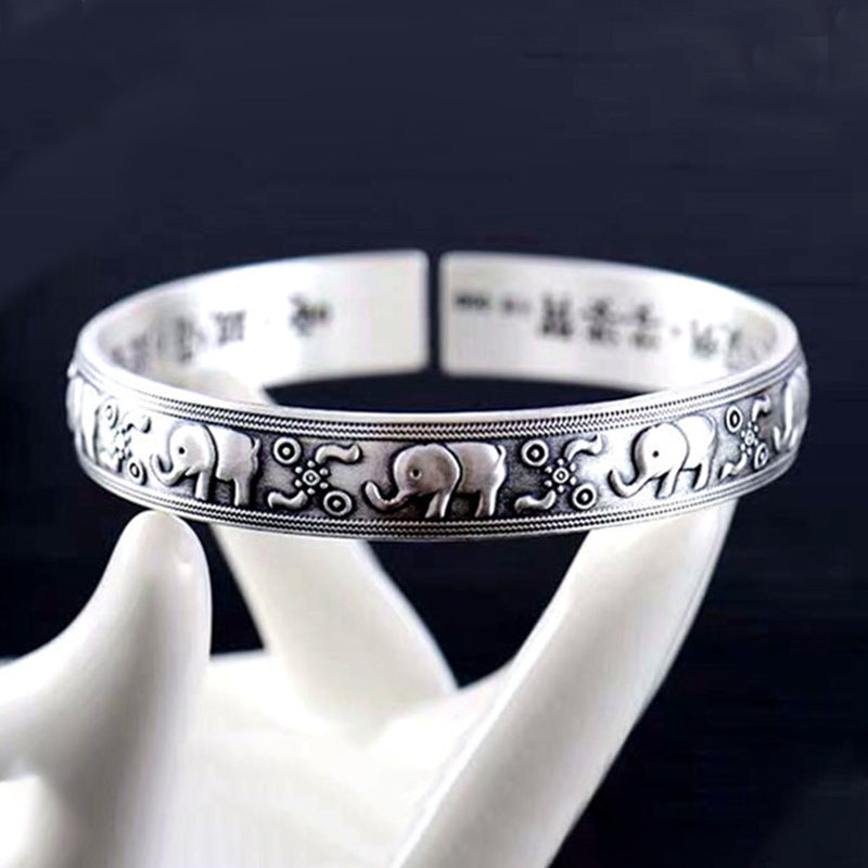 Nimara Ritual Elephant White Copper Strength Bracelet Bangle