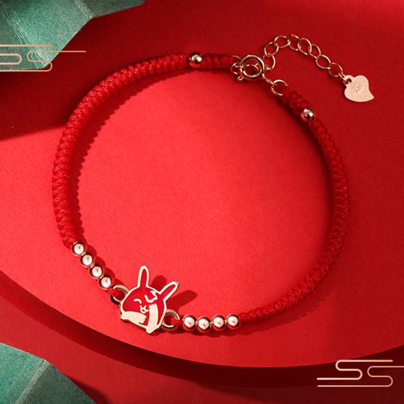 Nimara Ritual 925 Sterling Silver Chinese Zodiac Luck Faith Discolor Red String Bracelet