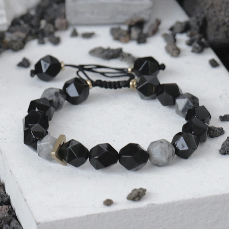 Nimara Ritual Black Obsidian Black Glitter Stone Purification Bracelet