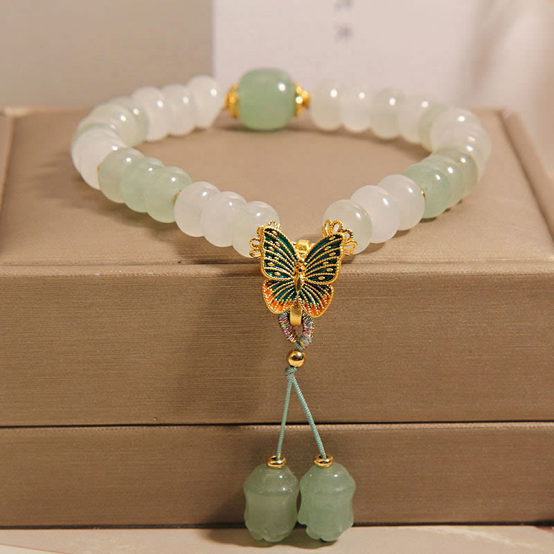 Nimara Ritual Natural Tianshan Jade Abacus Beads Butterfly Prosperity Bracelet