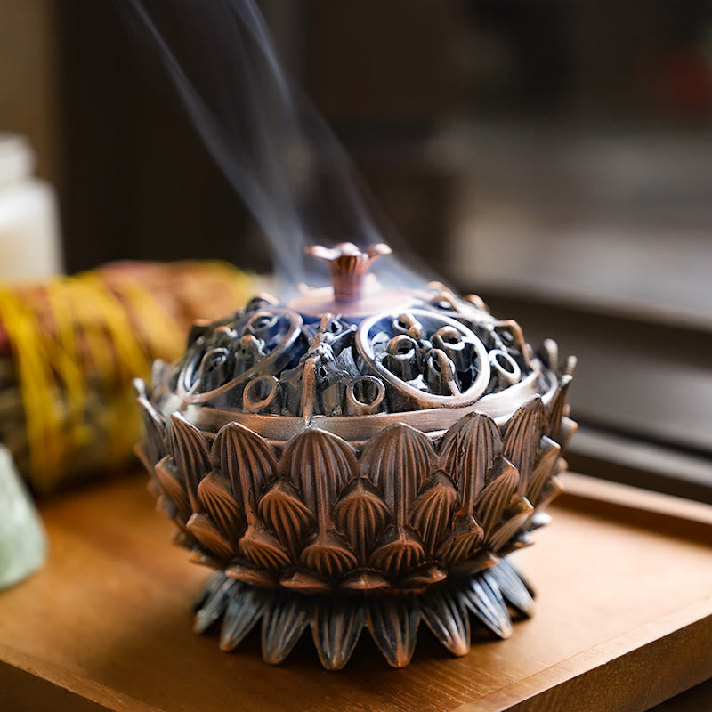 Nimara Ritual Tibetan Lotus Shaped Purify Incense Burner