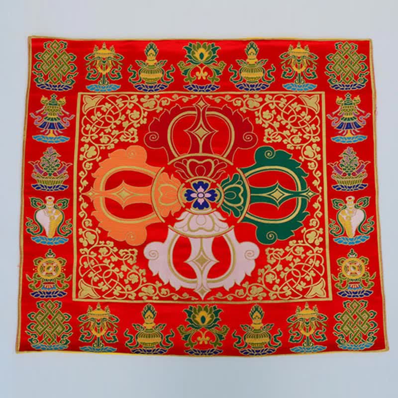 Nimara Ritual Flower Endless Knot Prayer Altar Mat Healing Meditation 8 Auspicious Symbols Mat Table Runner