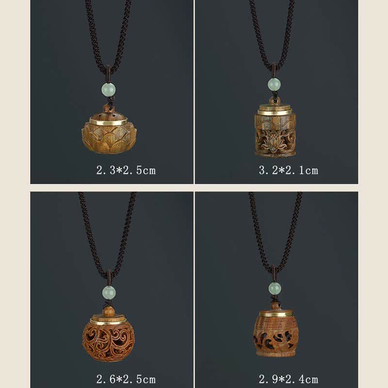 Nimara Ritual Tibet Green Sandalwood Rosewood Om Mani Padme Hum Lotus Positive Soothing Necklace Pendant