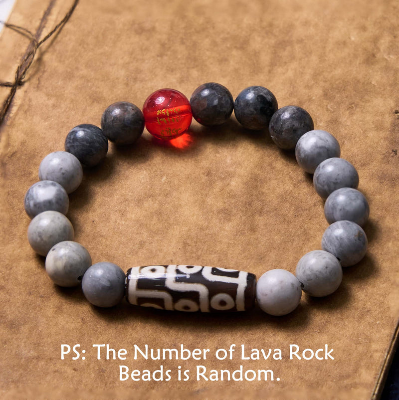 Nimara Ritual Tibetan Nine-Eye Dzi Bead Picasso Jasper Positive Bracelet