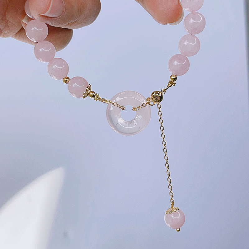 Nimara Ritual Natural Pink Crystal Peace Buckle Love Charm Bracelet