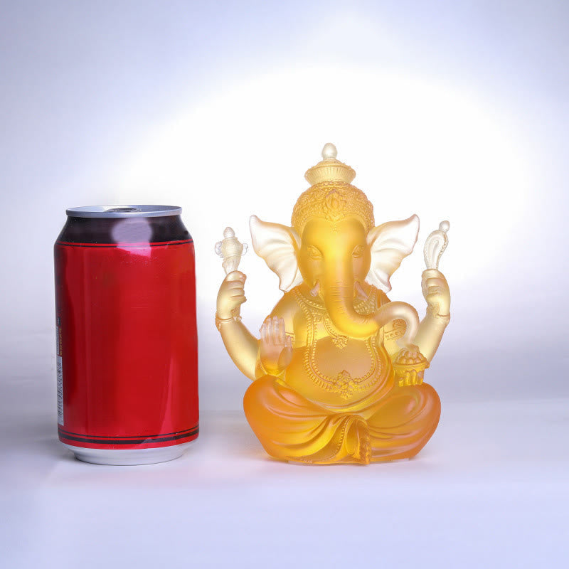 Nimara Ritual Handmade Ganesh Ganpati Elephant Figurine Liuli Crystal Art Piece Protection Statue Home Decoration