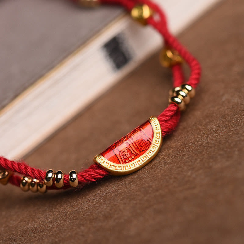 Nimara Ritual Handmade Cinnabar Dumplings Design Luck Braided Red Rope Bracelet