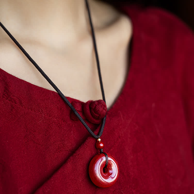 Nimara Ritual Cinnabar Peace Buckle Calm Blessing Necklace Pendant