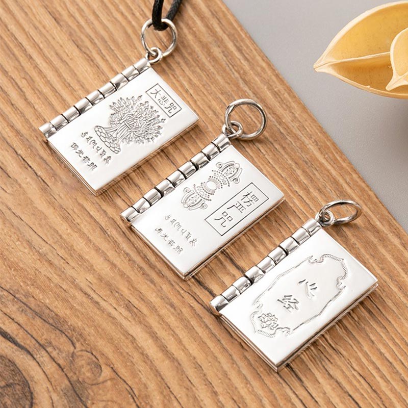 Nimara Ritual 990 Sterling Silver Heart Sutra Great Compassion Shurangama Mantra Lotus Vajra Peace Necklace Pendant
