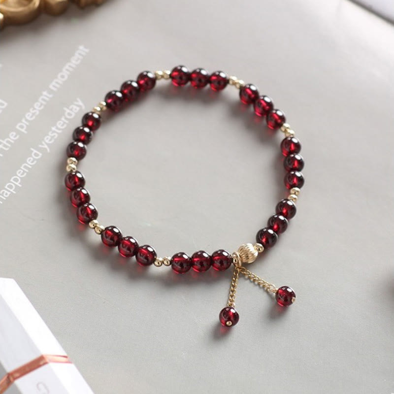 Nimara Ritual 14K Gold Plated Alloy Natural Garnet Calm Bracelet
