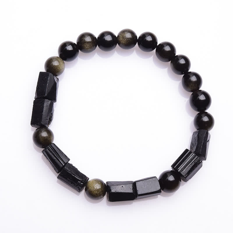 Nimara Ritual Gold Sheen Obsidian Black Tourmaline Wealth Bracelet