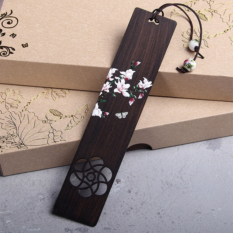 Nimara Ritual Butterfly Flower Ebony Wood Bookmarks With Gift Box