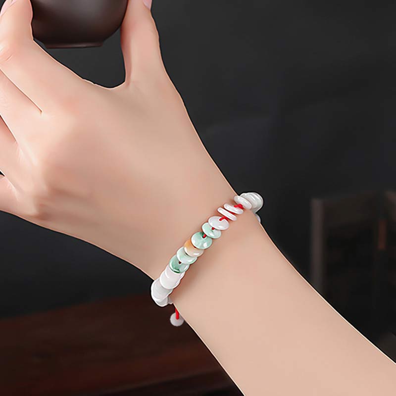 Nimara Ritual Round Jade Lucky Red String Weave Bracelet