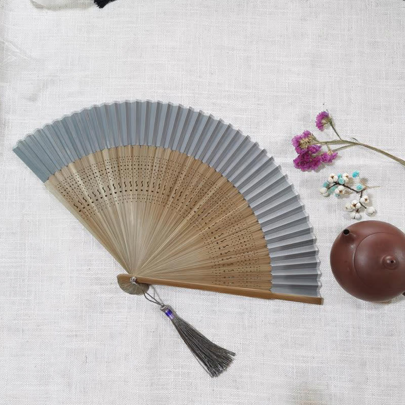 Nimara Ritual Simple Hollow Engraved Handheld Bamboo Folding Fan
