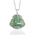 Nimara Ritual Laughing Buddha Natural Jade Luck Prosperity Necklace Titanium Steel Chain Pendant