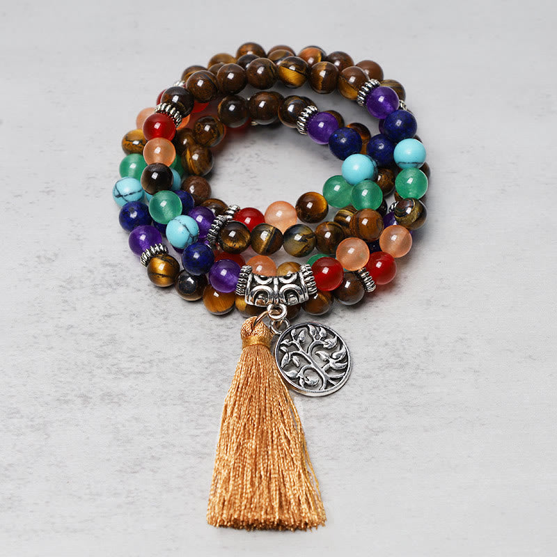 Nimara Ritual Healing Crystal Mala Prayer Beads 108 Meditation Healing Multilayer Bracelet Necklace