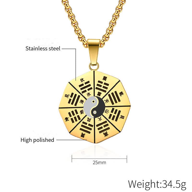 Nimara Ritual Bagua Yin Yang Titanium Steel Balance Necklace Pendant