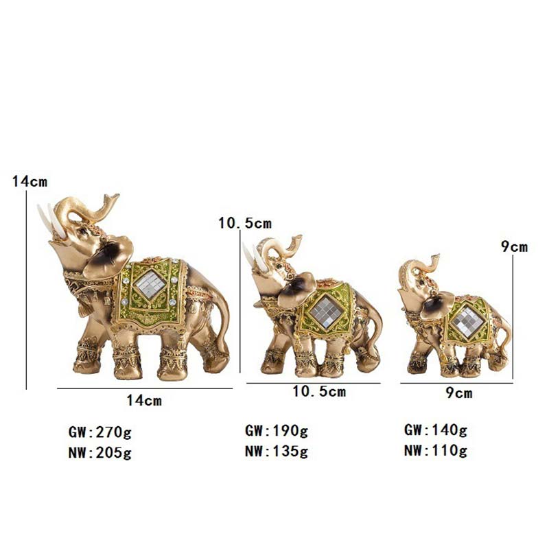 Nimara Ritual Lucky Feng Shui Green Elephant Statue Sculpture Wealth Figurine Gift Home Decoration