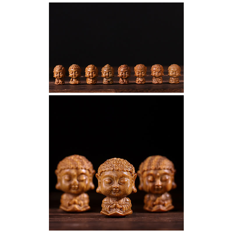 Nimara Ritual Chinese Zodiac Natal Buddha Green Sandalwood Lotus Engraved Positive Home Decoration