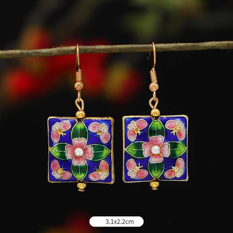Nimara Ritual Lotus Butterfly Flower Alloy Copper Enlightenment Drop Earrings