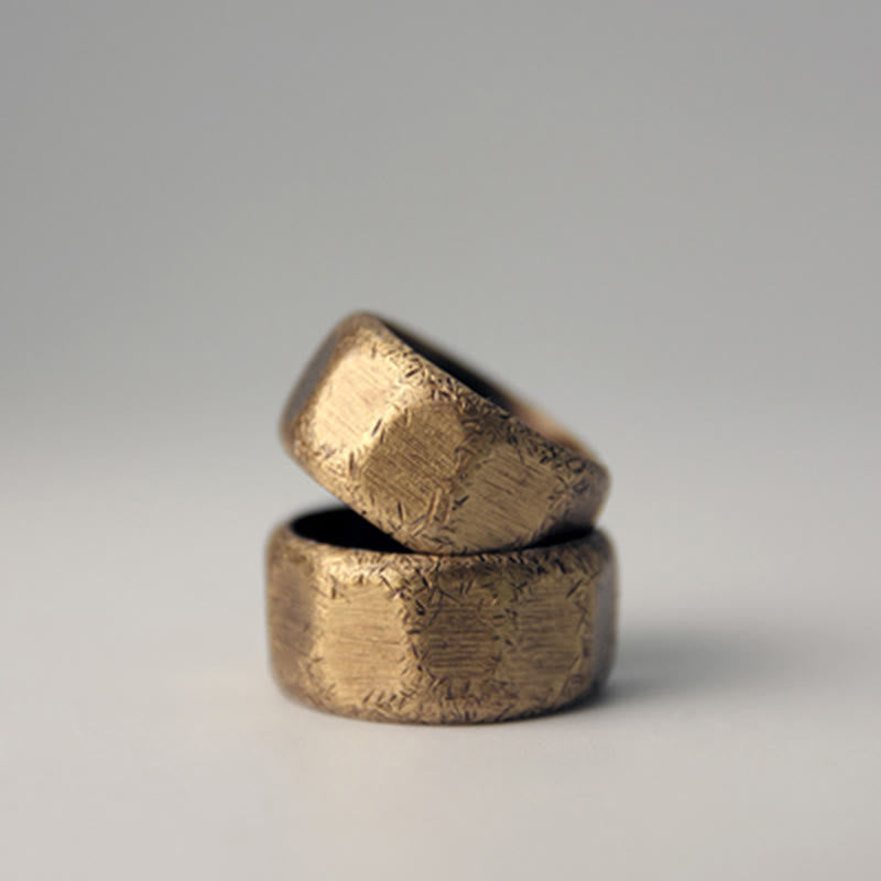 Nimara Ritual Tibetan Simple Design Copper Brass Frosted Wealth Ring