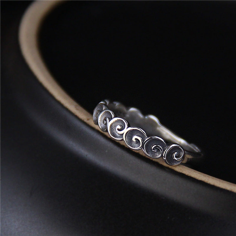 Nimara Ritual 925 Sterling Silver Auspicious Clouds Engraved Ring