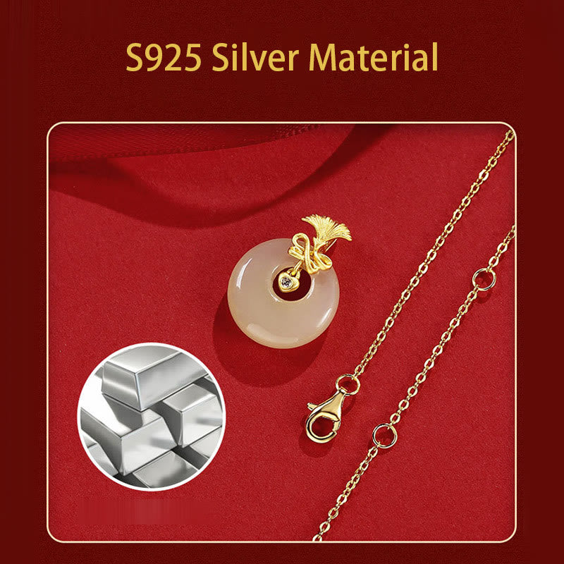 Nimara Ritual 925 Sterling Silver Natural Hetian Jade Carnation Flower Prosperity Necklace Pendant