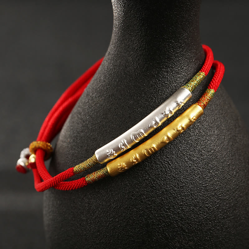 Nimara Ritual Tibetan Buddhist Handmade Mani Mantra Lucky Red String Bracelet