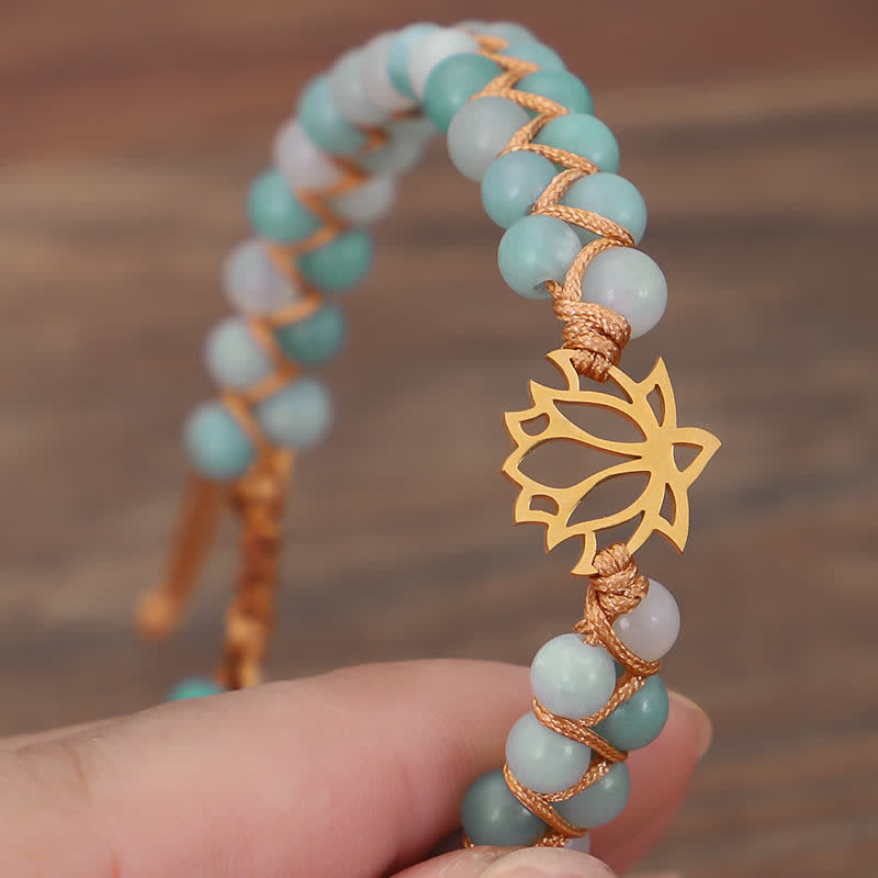 Nimara Ritual Amazonite Beads Lotus Flower Balance Weave Bracelet