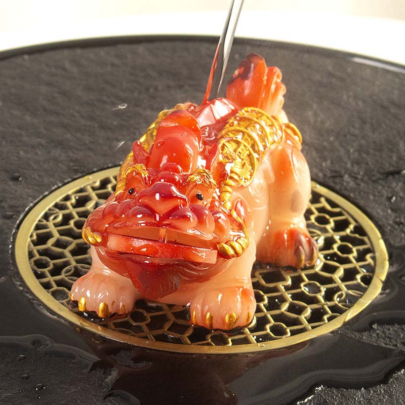 Nimara Ritual Color Changing Small PiXiu Copper Coins Resin Tea Pet Wealth Home Figurine Decoration