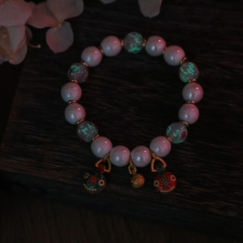 Nimara Ritual Gold Swallowing Beast Family Charm Liuli Glass Colorful Porcelain Bead Luck Bracelet