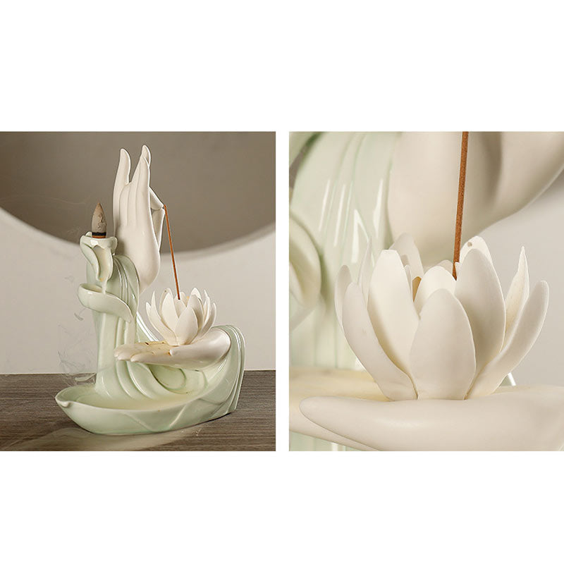 Nimara RitualTibetan Lotus Blessing Incense Burner Decoration