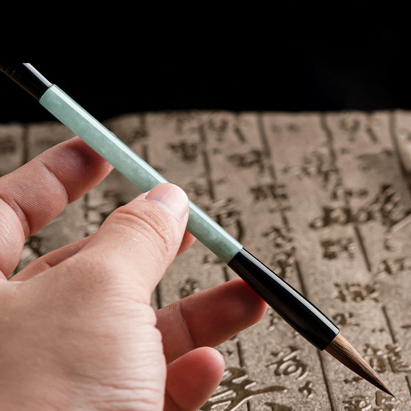 Nimara Ritual Natural Jade Luck Chinese Calligraphy Brush Pen Chinese Writing Brush With Gift Box