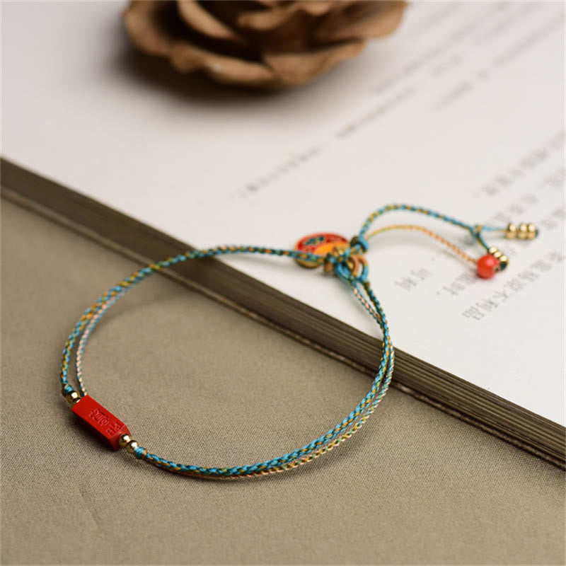 Nimara Ritual Handmade Cinnabar As One Wishes Blessing Braid Double Layer Bracelet