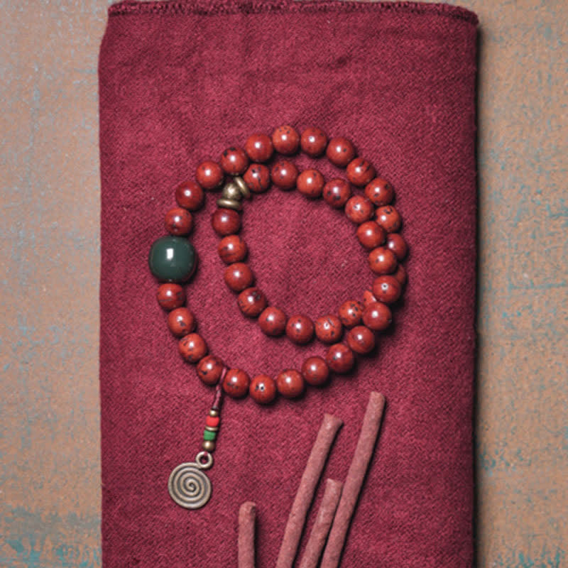 Nimara Ritual Bodhi Seed Cyan Jade Copper Peace Luck Bracelet