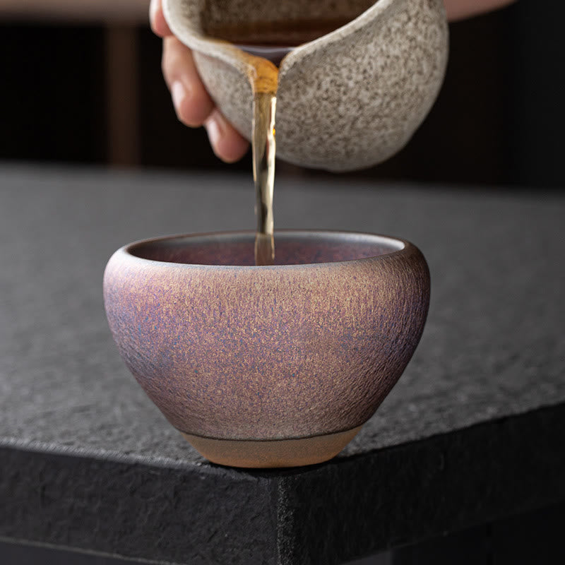 Nimara Ritual Vintage Purple Rainbow Chinese Jianzhan Kiln Change Porcelain Teacup Kung Fu Tea Cup